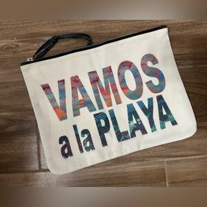 Vamos a la Playa Colorful Text Canvas Pouch